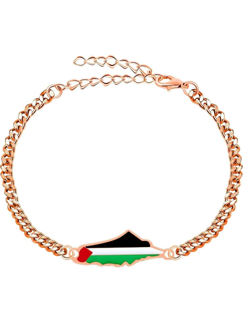 Tobestu Palestine Map Enamel Bracelet, Rose Gold, Palestine Map, bracelet